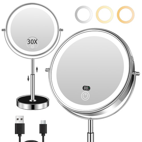 Lighted makeup mirror with - 9",