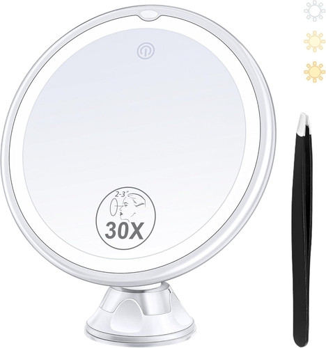 Magnifying mirror with light - with,