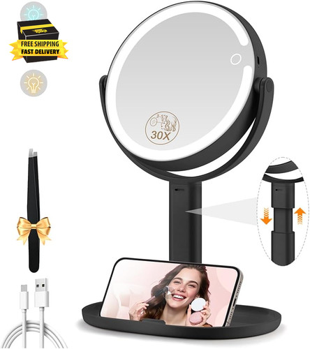 Makeup mirror with lights 30x - with, lights,