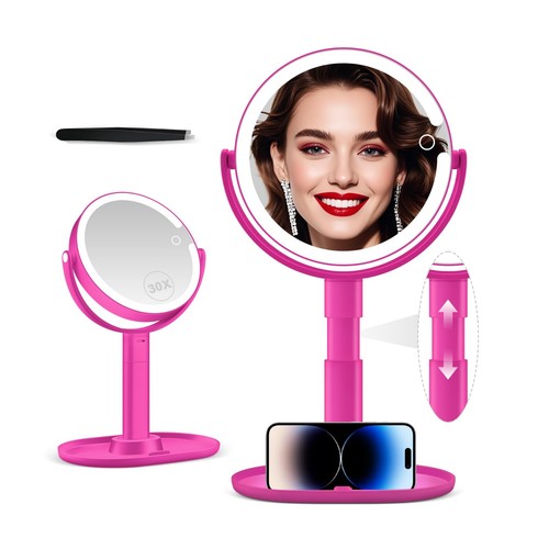 Illuminated makeup mirror with - makeup,