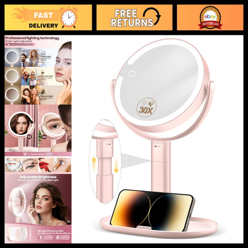 Lighted makeup mirror with - makeup,