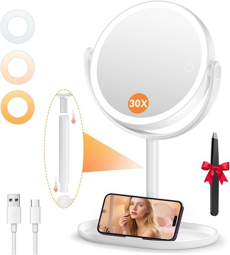 Makeup mirror with - with, lights