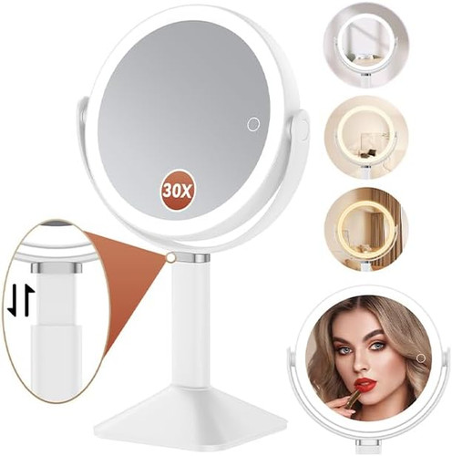 Lighted makeup mirror with - makeup,
