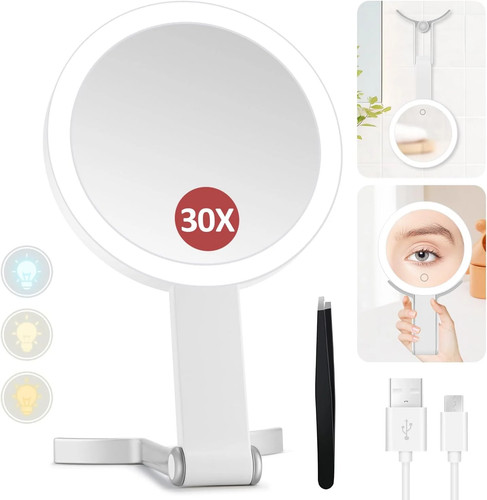 Lighted makeup mirror 30x - lighted, mirror,