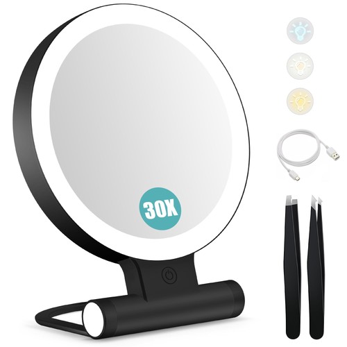 Magnifying mirror with light - with,