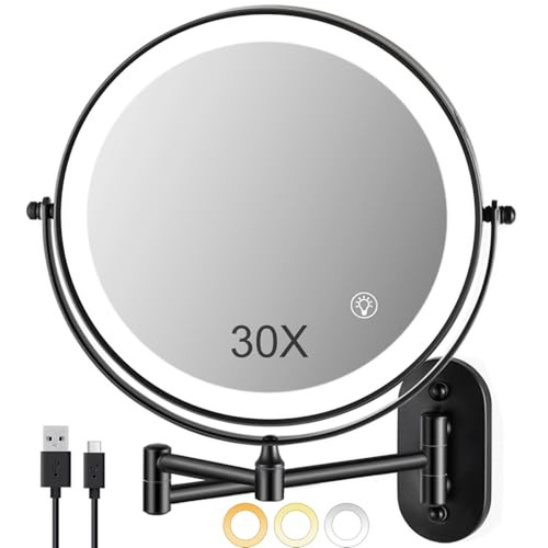 Magnifying mirror with lights - with,