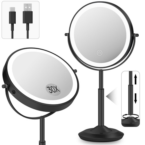 Lighted makeup mirror with - makeup,